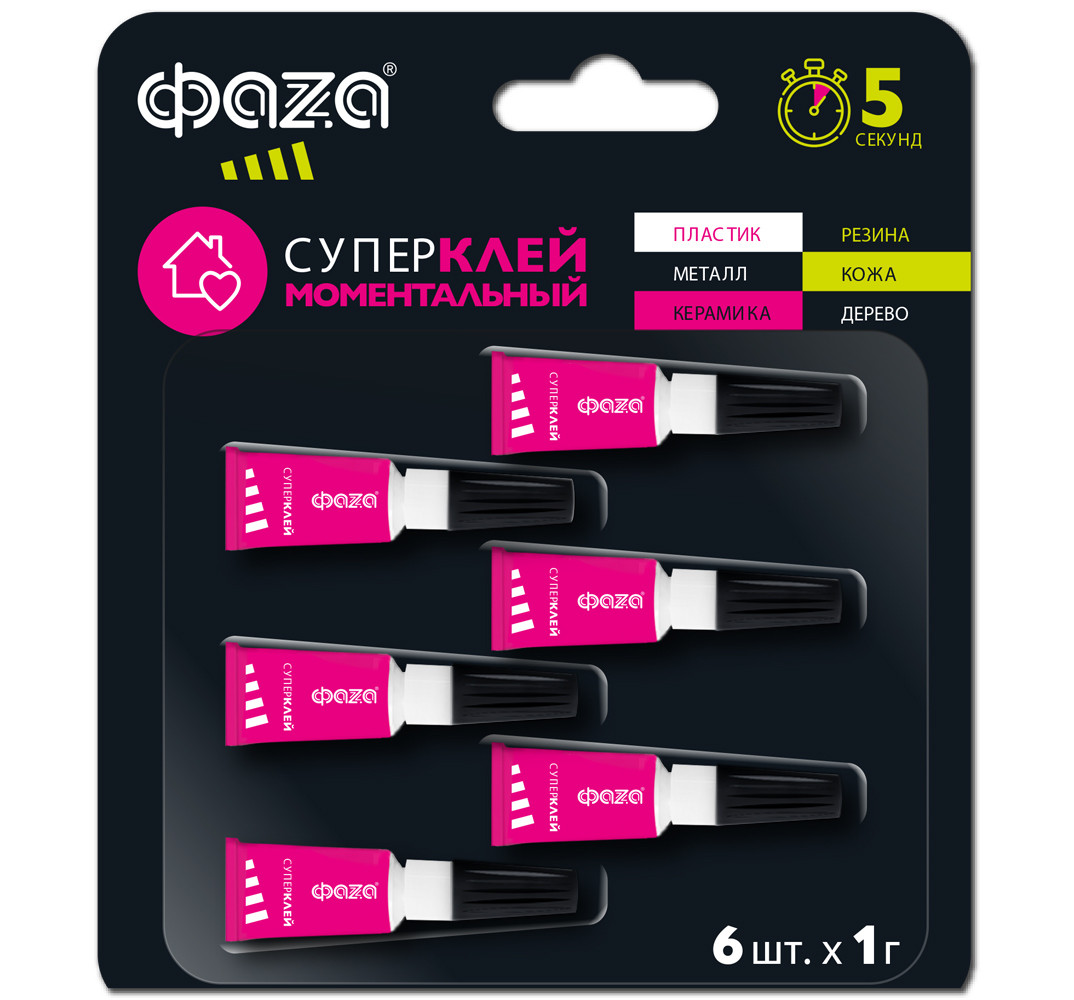 Супер-клей моментальный GSp- 1x 6 BL-6 1г ФАZА