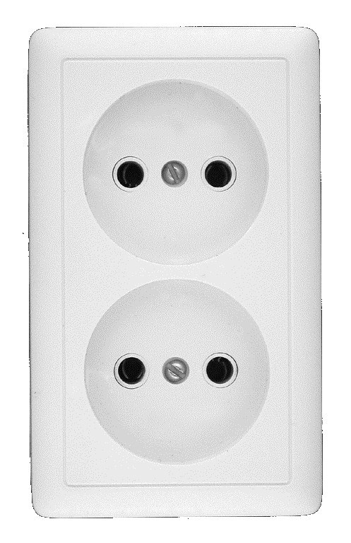 ХИТ Розетка двойная наружная белая без заземления и шторок 16А 250В