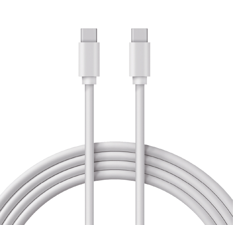 Кабель Type-C - Type-C 3A, 1m, PVC, white, 18-1828,