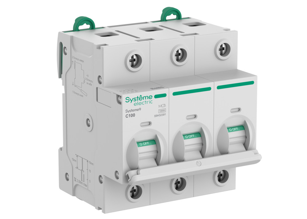 Автоматический выключатель (АВ) 27мм C 100A 3P 10 kA 400В Systeme9