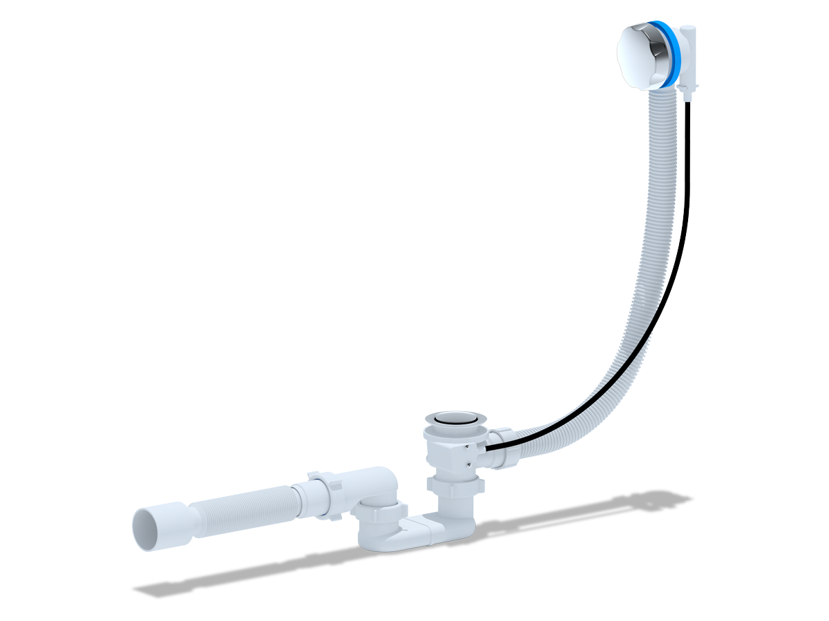 Перелив полуавтомат с плоским сифоном, с гибкой трубой 375х40х50 580мм (ручка металл)