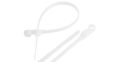 Стяжка нейлоновая неоткрывающаяся, 220х4,3мм, с проушиной 5,5мм, белая, 100шт