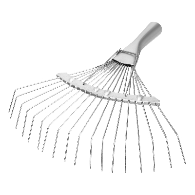 Грабли веерные стальные, 350 мм, 18 круглых зубьев, оцинкованные, без черенка, Россия