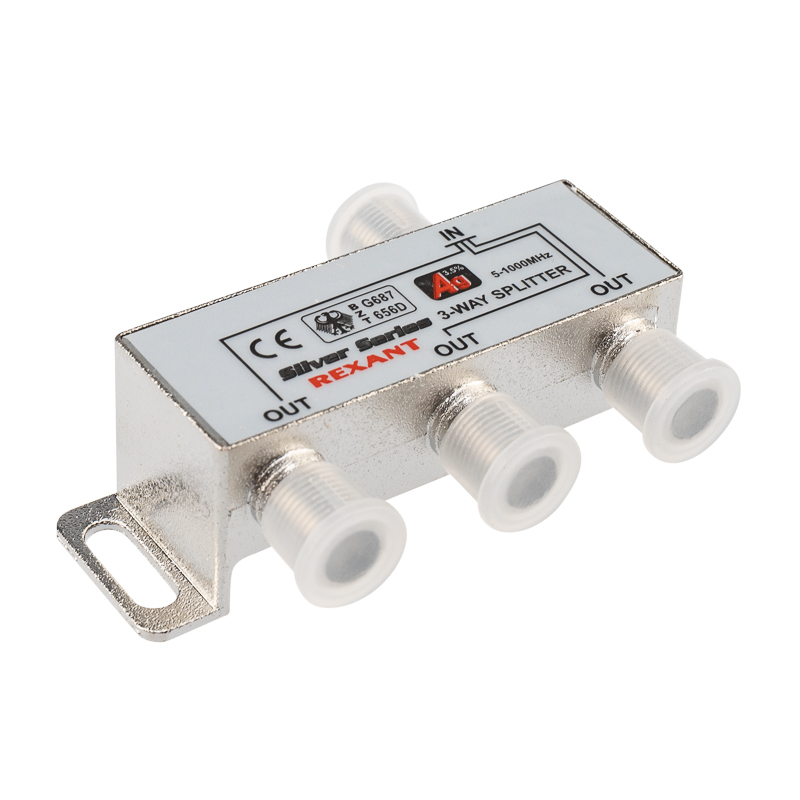 Делитель ТВ х 3 + 4шт. F BOX 5-1000 МГц Silver,