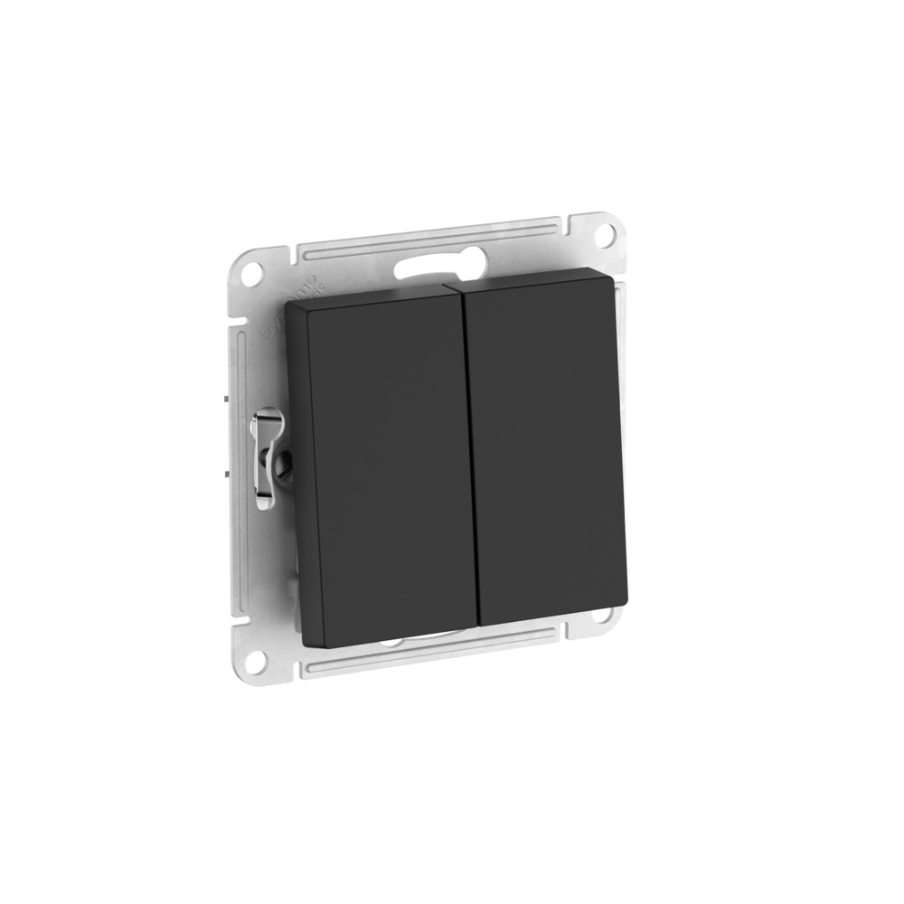 ATLASDESIGN AQUA 2-клавишный ПЕРЕКЛЮЧАТЕЛЬ IP44, сх.6, 10АХ, быстрозажимные клеммы, КАРБОН