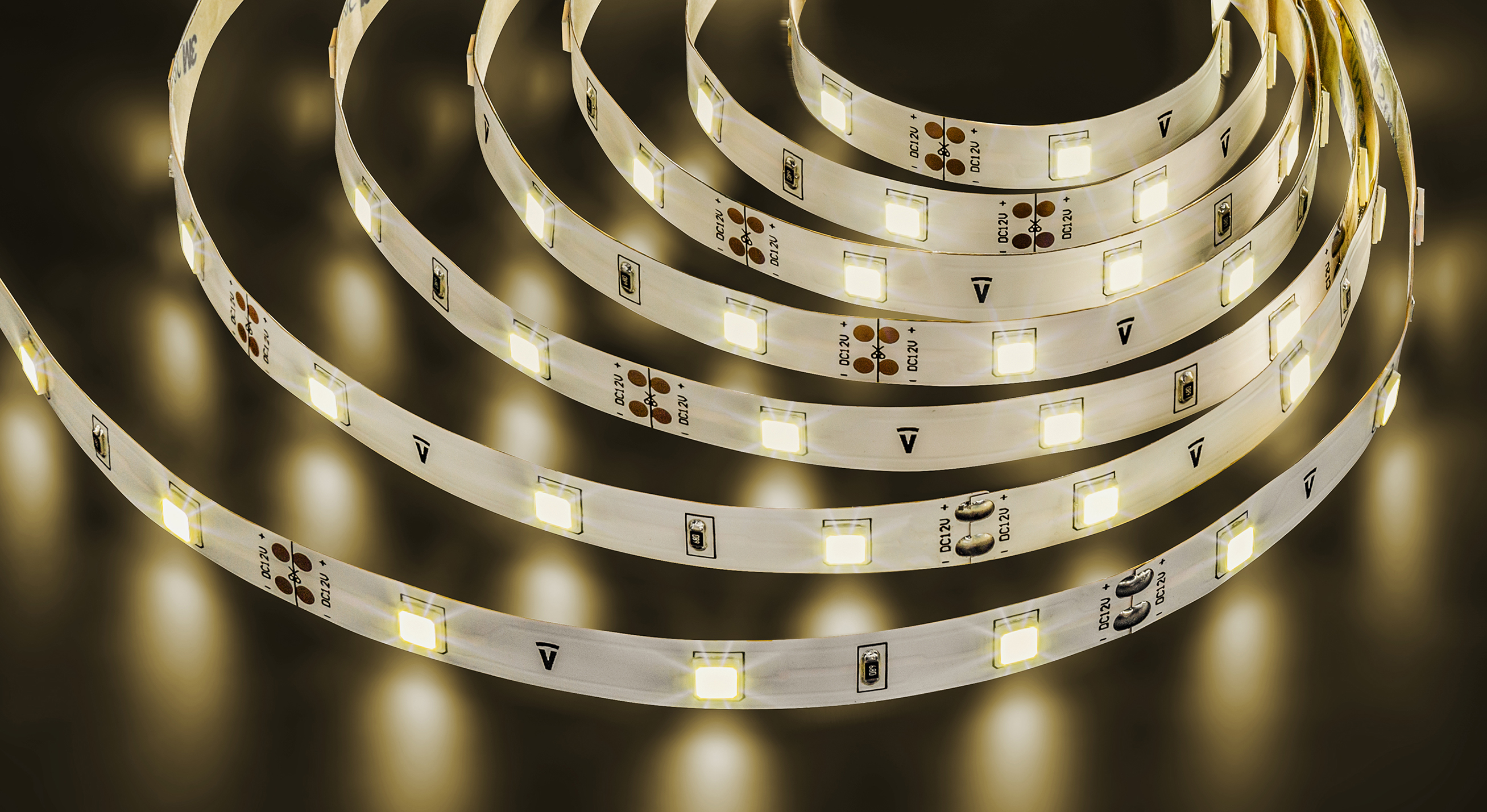 Лента светодиодная LEDх30/м 5м 7.2w/m 12в теплый белый