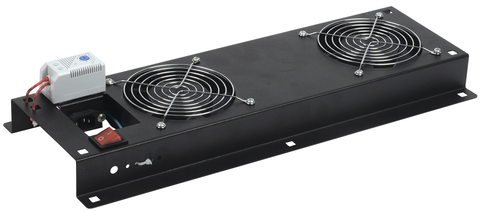 Панель вентиляторная с выключателем и термостатом 2 модуля черная