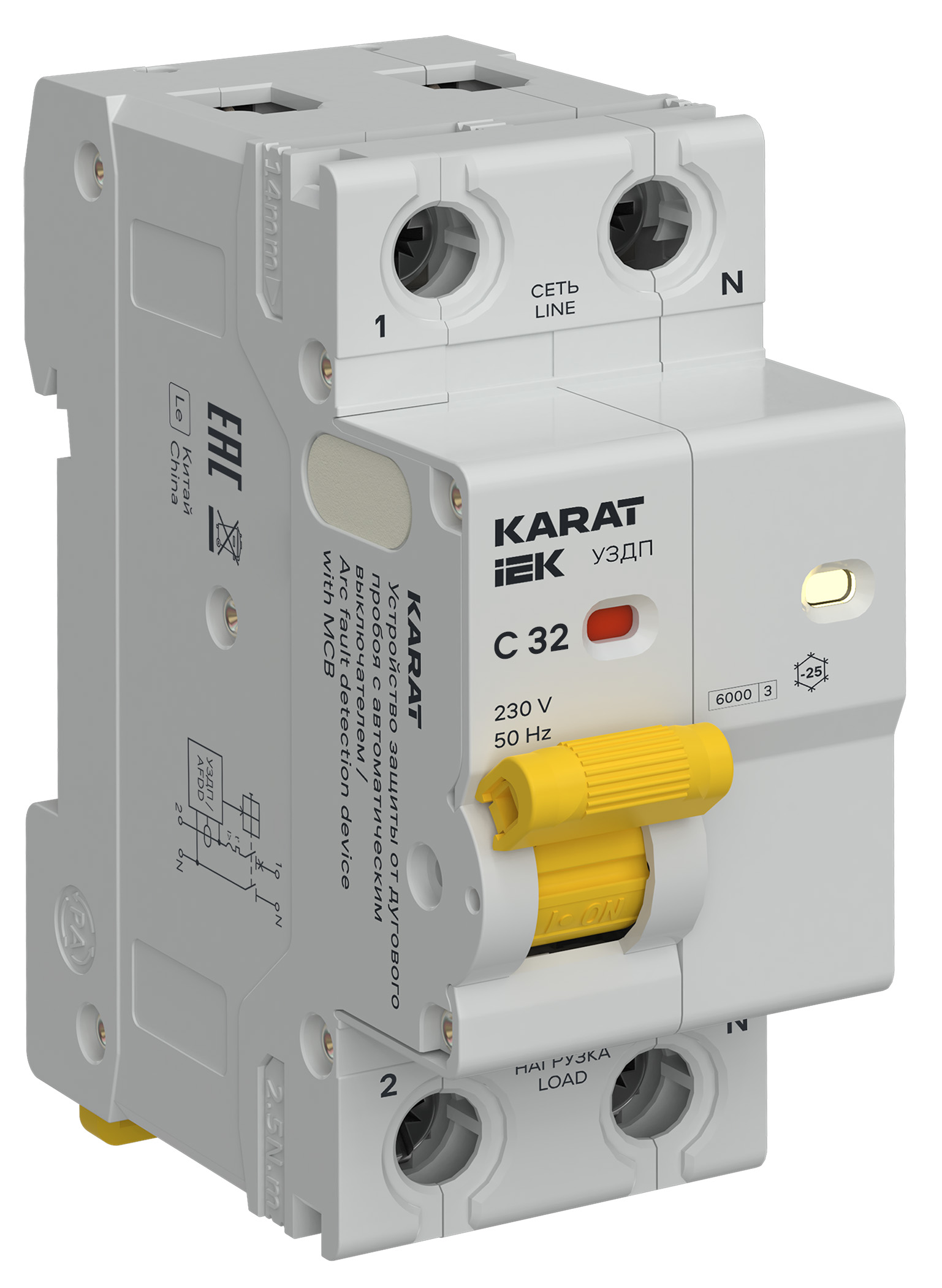 KARAT Устройство защиты от дугового пробоя c автоматическим выключателем 1P+N C 32A IEK