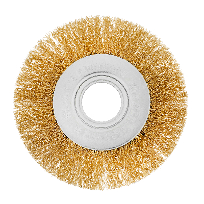 Щетка для УШМ, 100 мм, посадка 22,2 мм, плоская, латунированная витая проволока