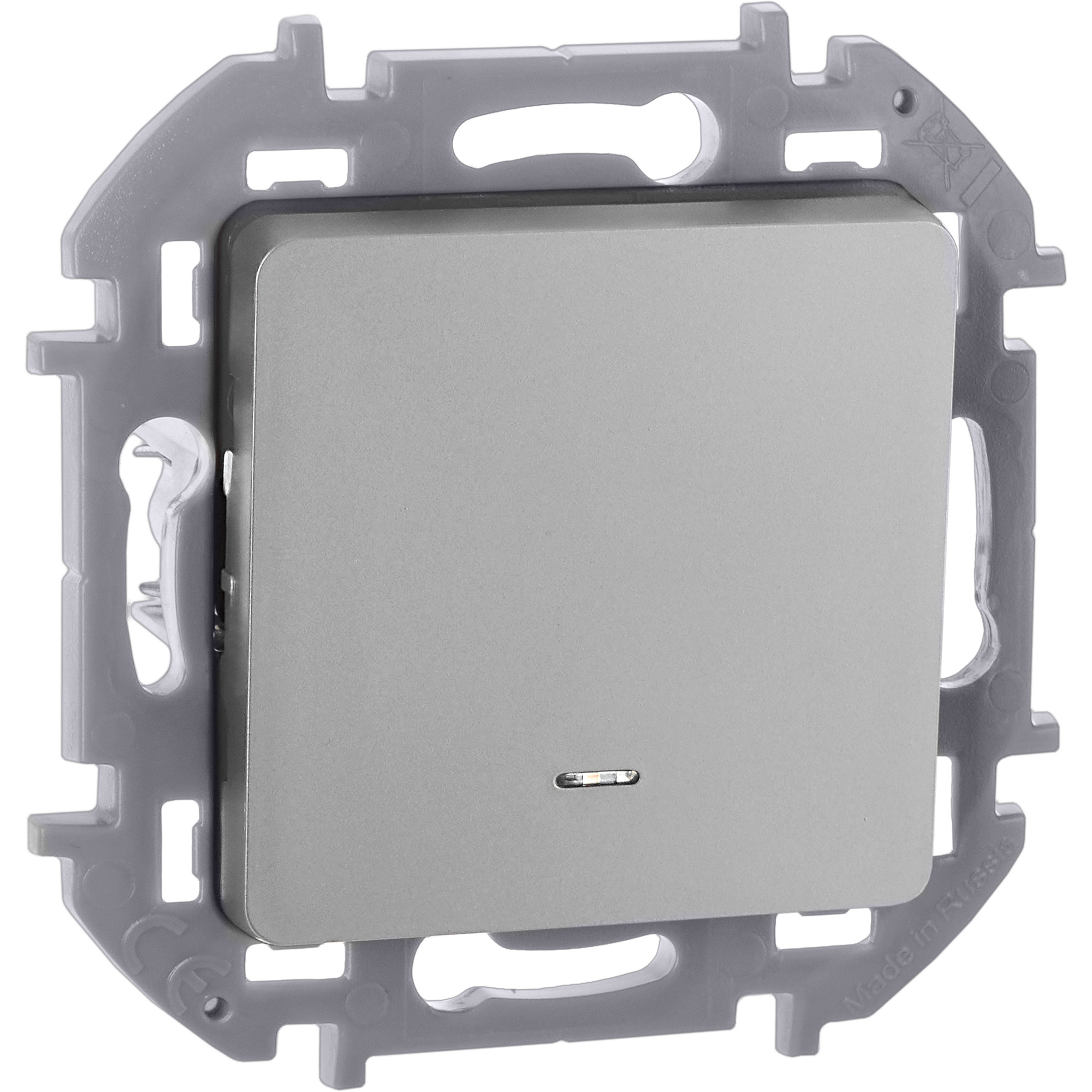 Выключатель одноклавишный с подсветкой/индикацией INSPIRIA 10 AX 250 В~ алюминий