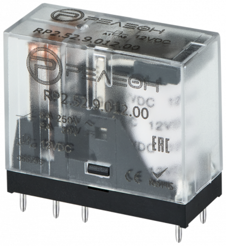 Миниатюрное промежуточное реле, 2 перекидных контакта 5А, 24В DC