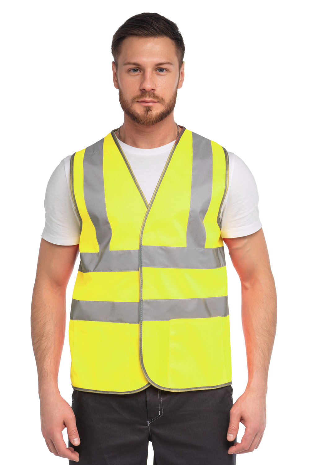 Жилет сигнальный арт. J04К цв. жёлтый флуоресцентный р. XL 104-108/170-188