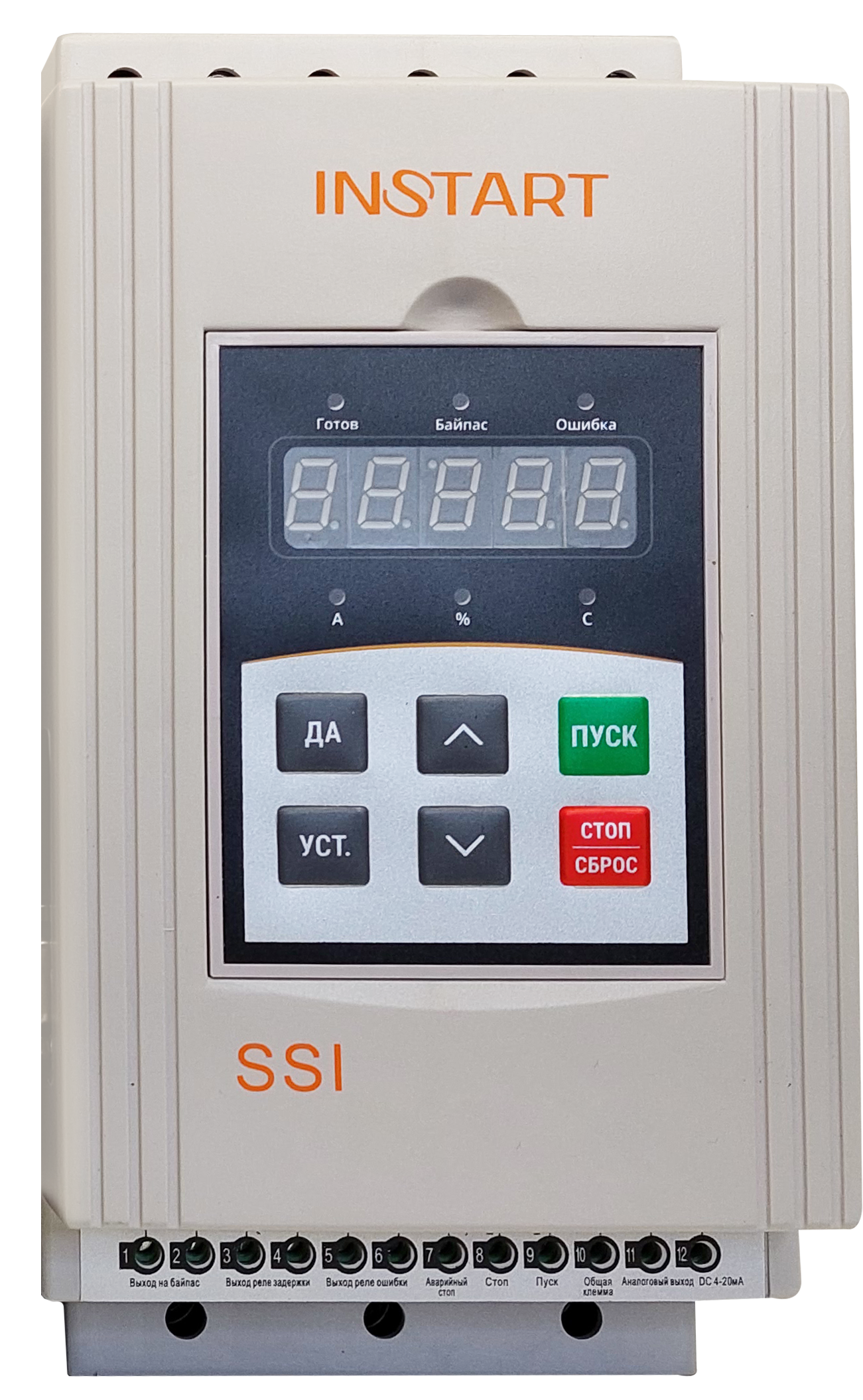 Устройство плавного пуска SSI-15/30-04 15кВт, 30А, 3Ф, 380В±15%, 50Гц/60Гц, IP20, без встроенного байпаса