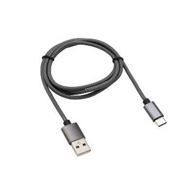 Кабель USB-Type-C, 3A, nylon, grafit, 1m, 18-1896,