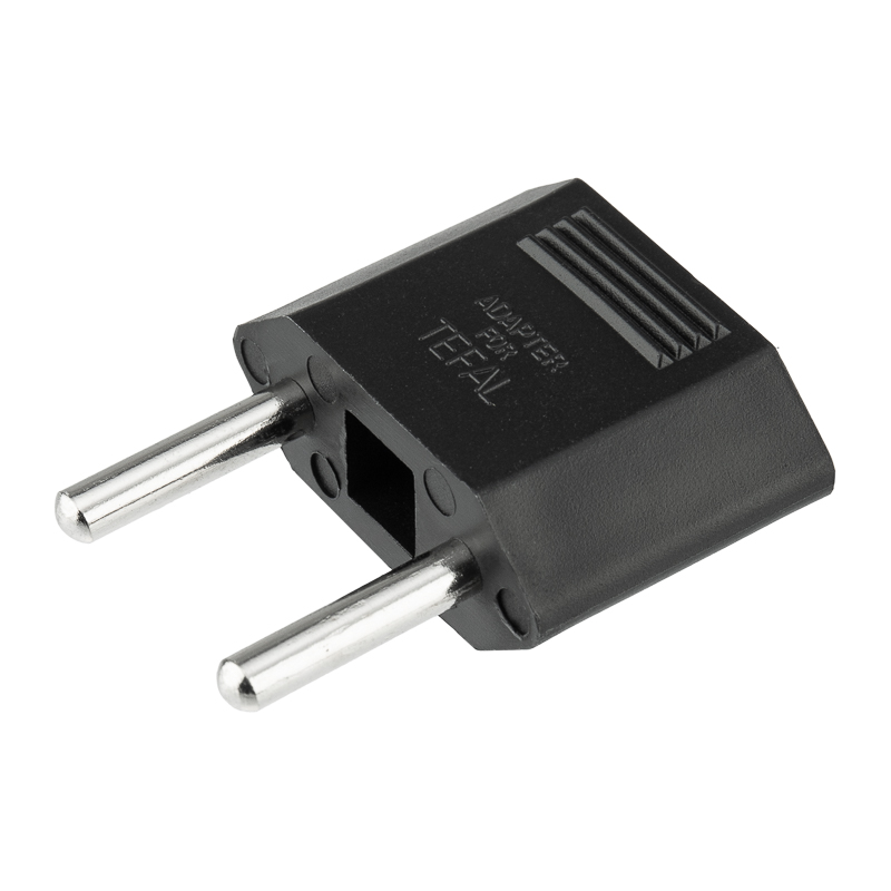 Адаптер сетевой (переходник) с Евро А/F на тонкую вилку С1 плоский Тефаль 6 А без заземления черный (1 шт/уп)