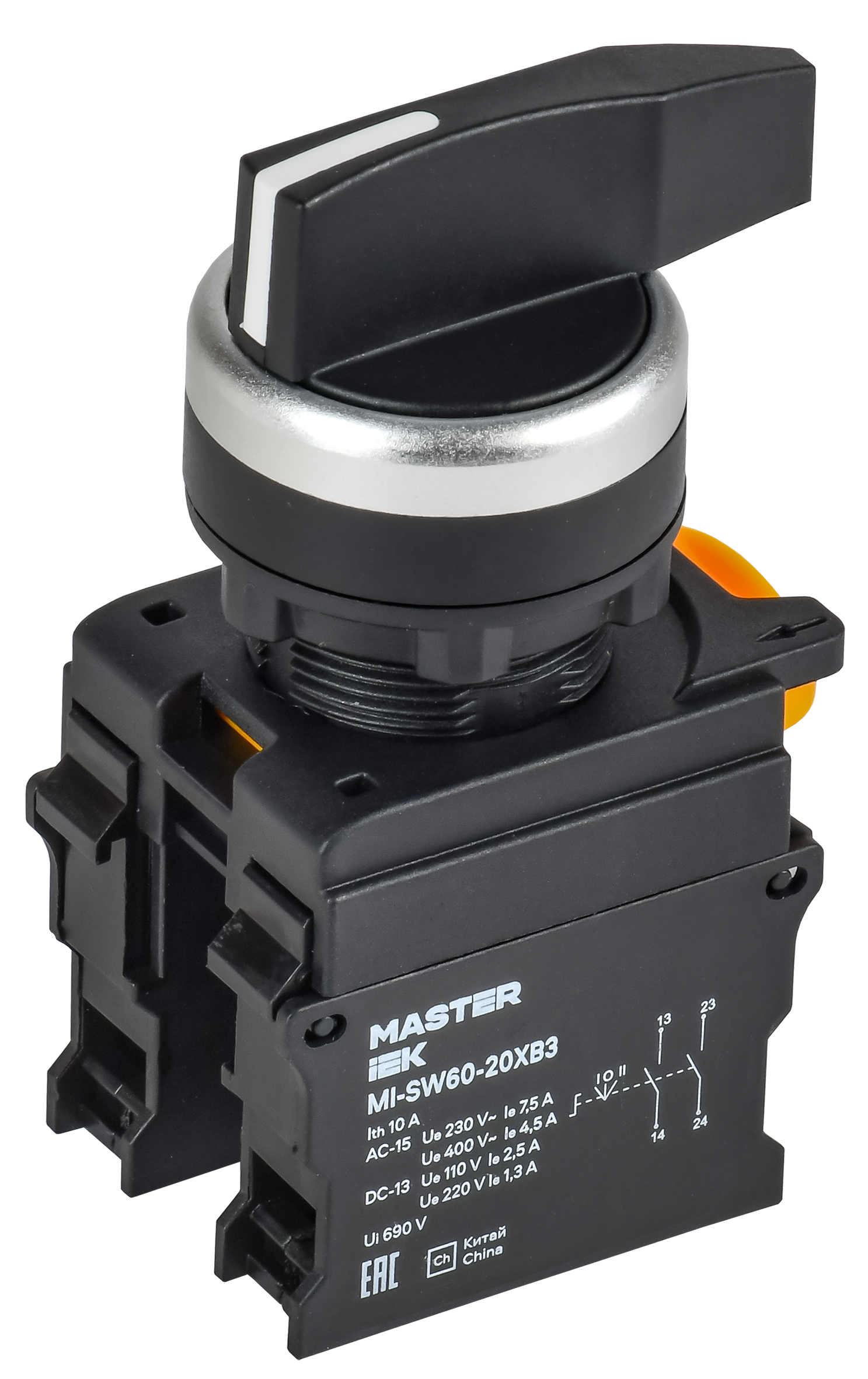 Переключатель длин. ручка 3 полож. 2NO чёрный MASTER IEK