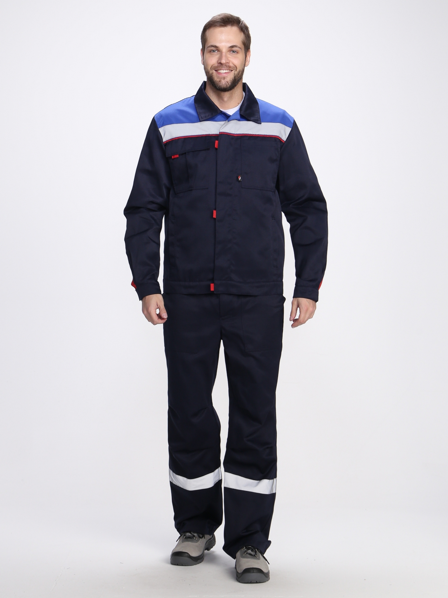 Костюм Фаворит-1 СОП усиленный IMP (тк.Смесовая,210) брюки, т.синий/васильковый/красный, р. 56-58/182-188