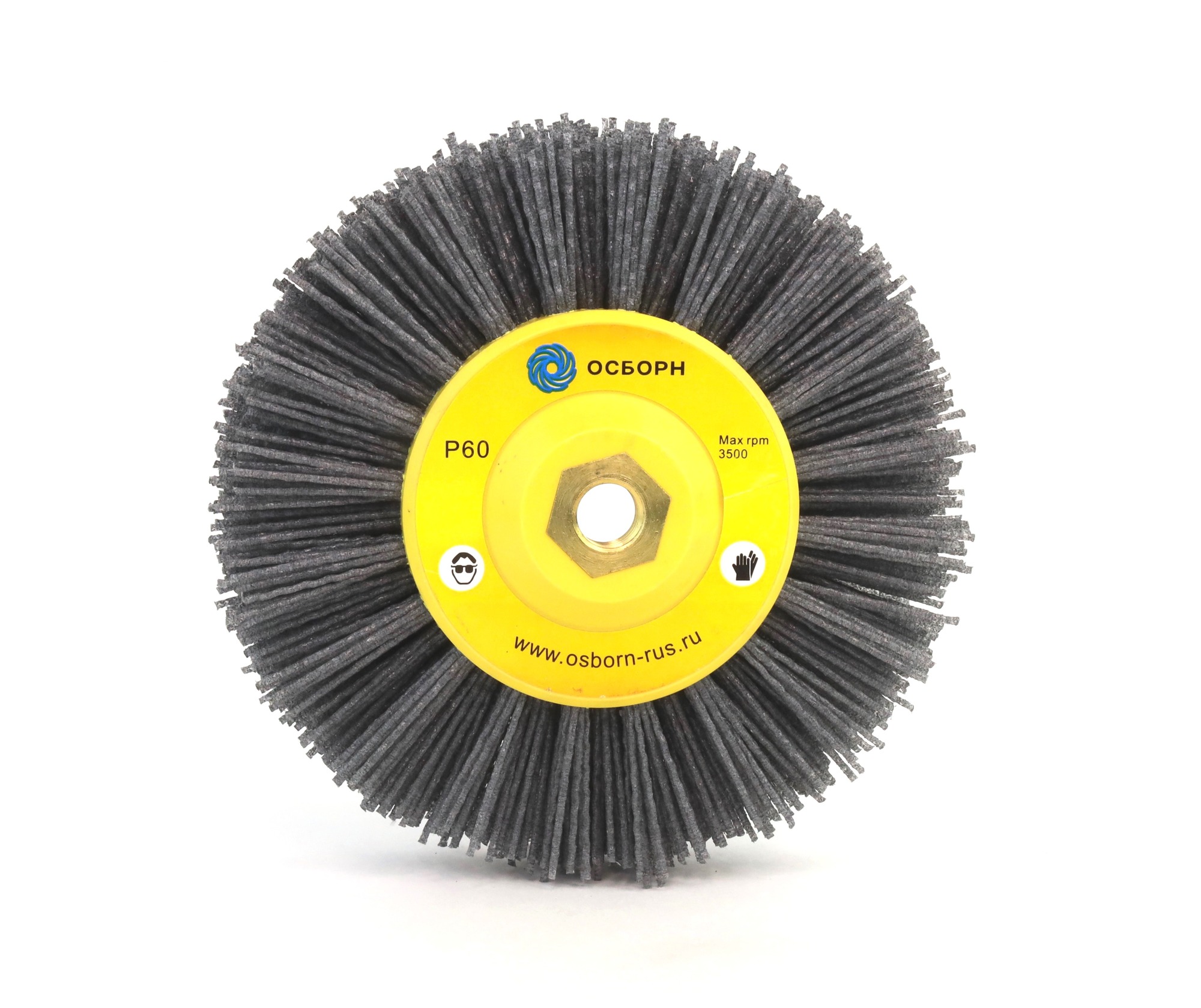 Щетка дисковая Д150x40xM14, ворс полимер абразив P60 по дереву для УПМ УШМ (болгарка) (6-011)