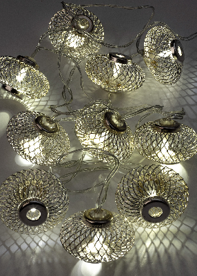 Гирлянда-Фонарики лофт метал. сереб диаметр 5х3см 10LED