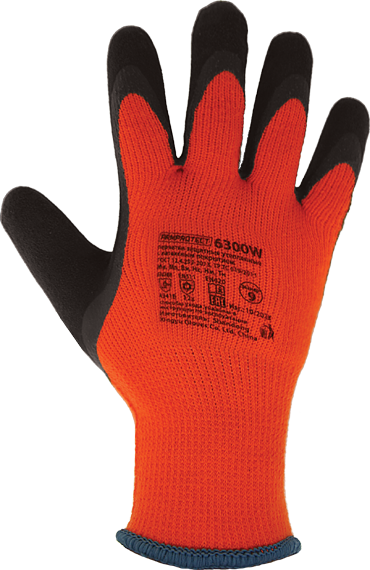 Перчатки утепленные из акрила со вспененным латексным покрытием, цвет красный/черный, ArmProtect 6300W р.10