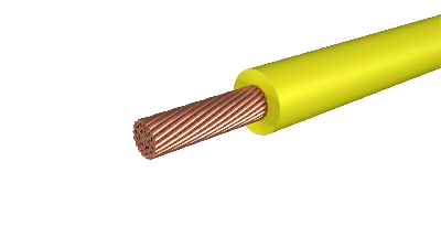 Провод силовой ПУГВ 1х2.5 желтый многопроволочный (100м)
