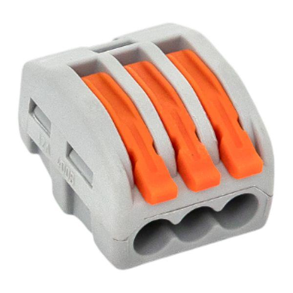 Клемма СМК 222-413 с рычагом 3 отверстия 0,08-2,5(4.0)мм2 (100шт.)