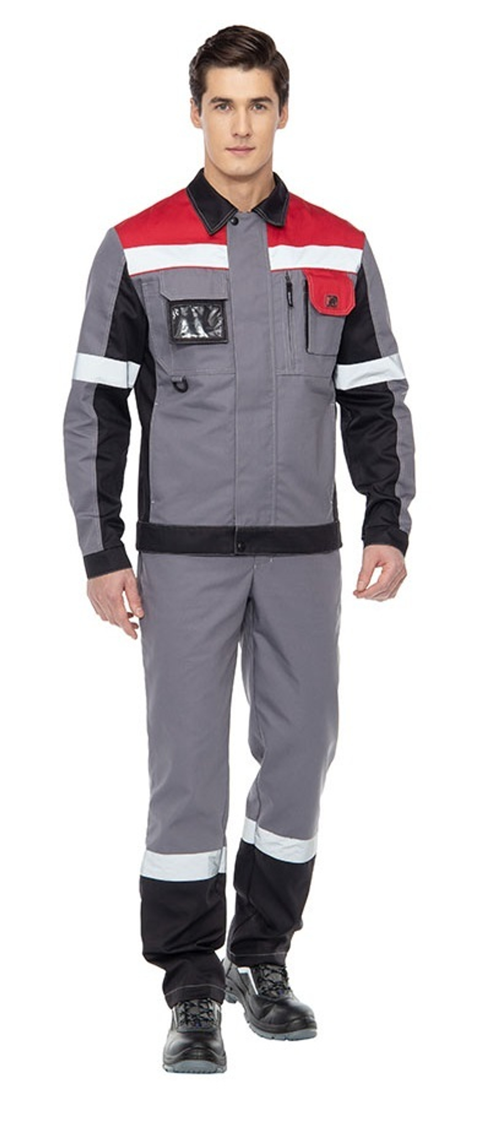 Костюм Виват NEW с полукомбинезоном, цвет серый с черной и красной отделкой, р. 96-100/170-176