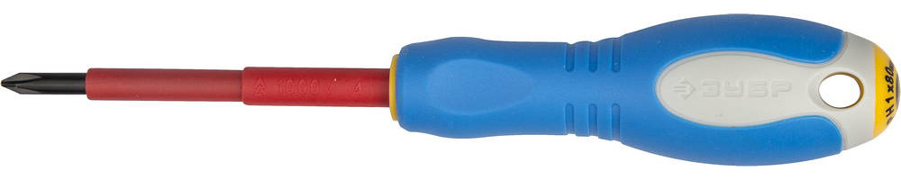 Отвертка Cr-V, трехкомпонент рукоятка, высоковольтная до ~1000В, PH №1, 80 мм ''ПРОФИ ЭЛЕКТРИК''.