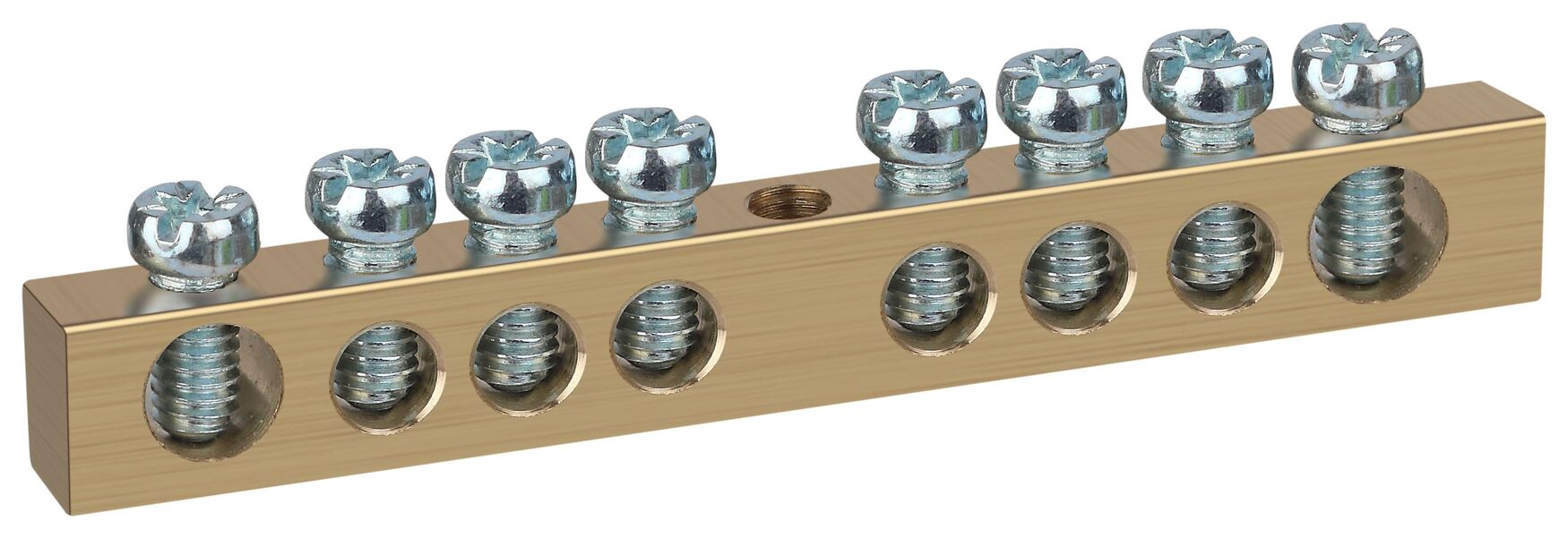 Шина NO-122-14 PEN земля-ноль 6х9мм 8/1 латунная с креплениями по центру