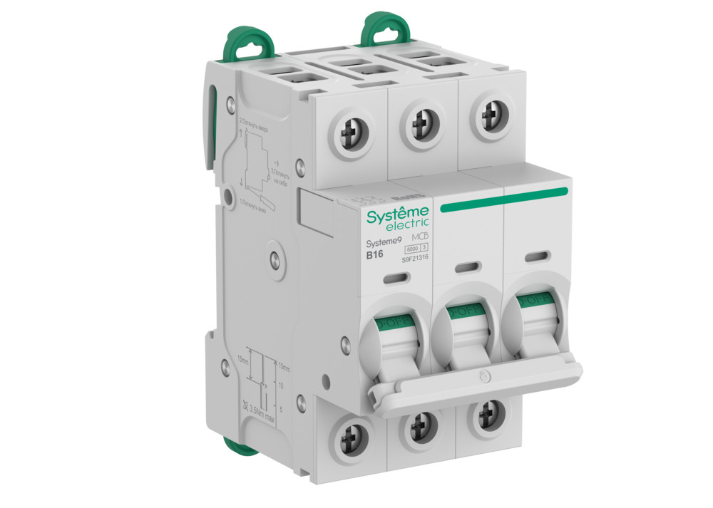 Автоматический выключатель (АВ) B 16A 3P 6kA 400В Systeme9