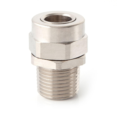 Кабельный ввод взрывозащищенный КНВМ1М-15НК/Р/ВЗКВ1П 1Ex db IIC Gb, 1Ex eIIC Gb, Ex tb IIIC Db IP66/IP67/IP68, под неброн. кабель (d=3-12мм) c возможностью присоед. металлорукава Ду=15мм, резьба М20х1,5, никелированная латунь