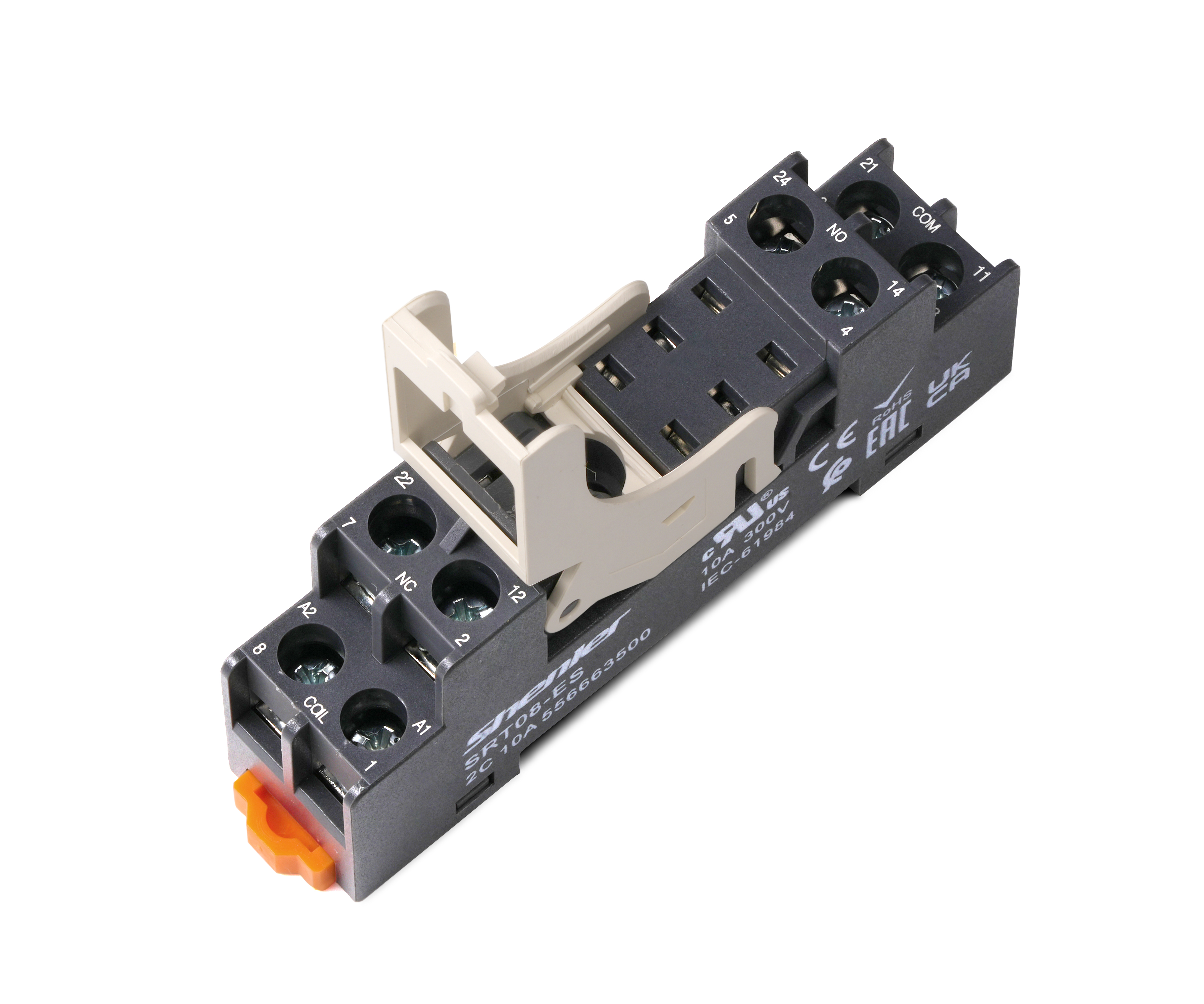 Цоколь, SRU05-E,  16A(300V), винтовой зажим, черный, на рейку DIN35-панель, для RFT1CO, 46.61, G2R-1,