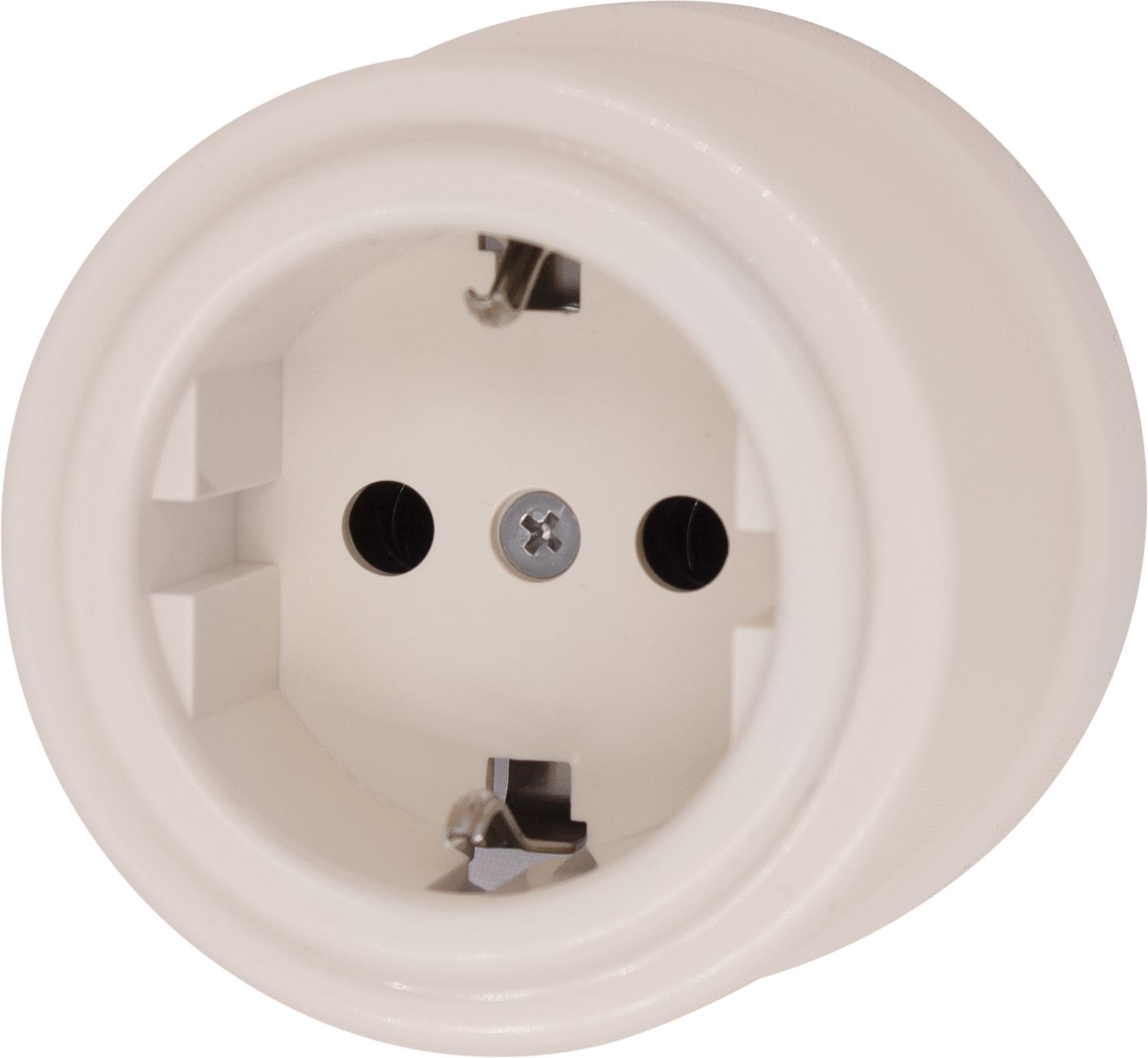 Розетка Лизетта с заземлением, пластик, цвет Песочное золото