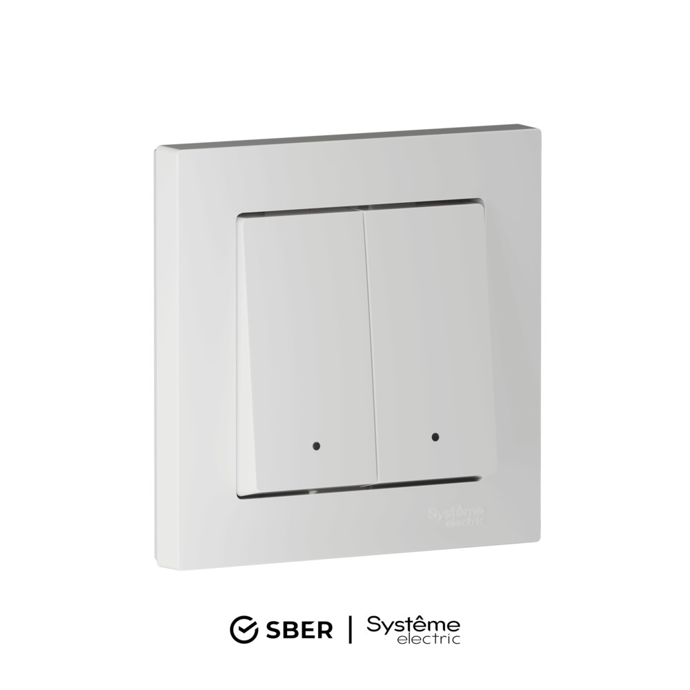 ATLASDESIGN SMART 2-кл. ВЫКЛЮЧАТЕЛЬ с подсв., Zigbee, сх.5, L+N, 10А, мех., БЕЛЫЙ