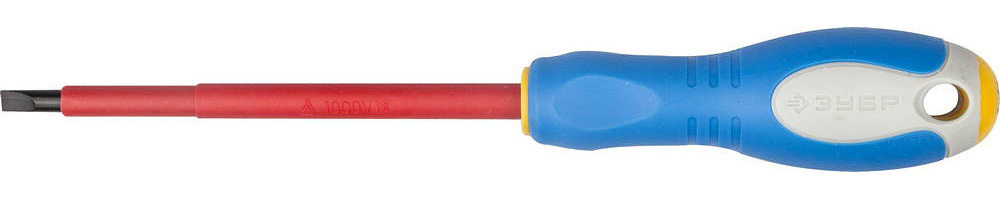 Отвертка Cr-V, трехкомпонент рукоятка, высоковольтная до ~1000В, SL, 5,5x125 мм ''ПРОФИ ЭЛЕКТРИК''.