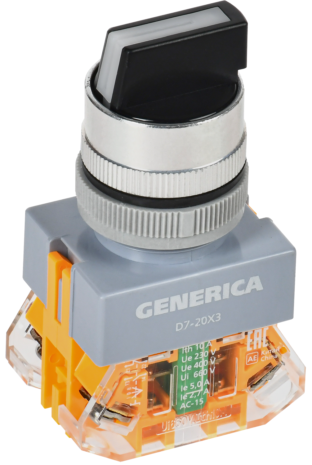 Переключатель D7-20X3 3 полож. 1з+1р черный GENERICA