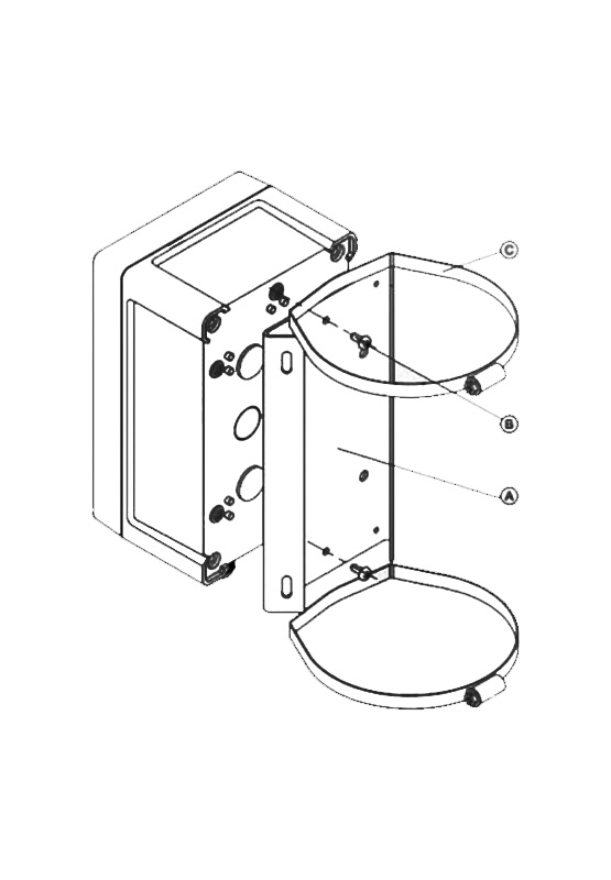 Кронштейн крепления видеокамер ТВК, термокожухов ТГБ и коробок монтажных КМ-1, КМ-2, КМ-3 на квадратные и круглые опоры ?, ? 115 ? 135 мм
