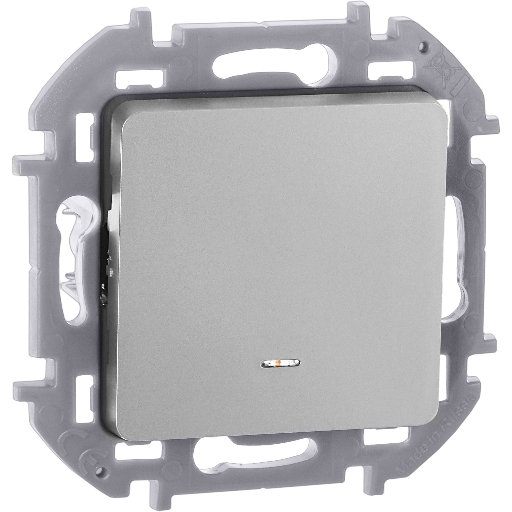 Переключатель одноклавишный с подсветкой/индикацией INSPIRIA 10 AX 250 В~ алюминий