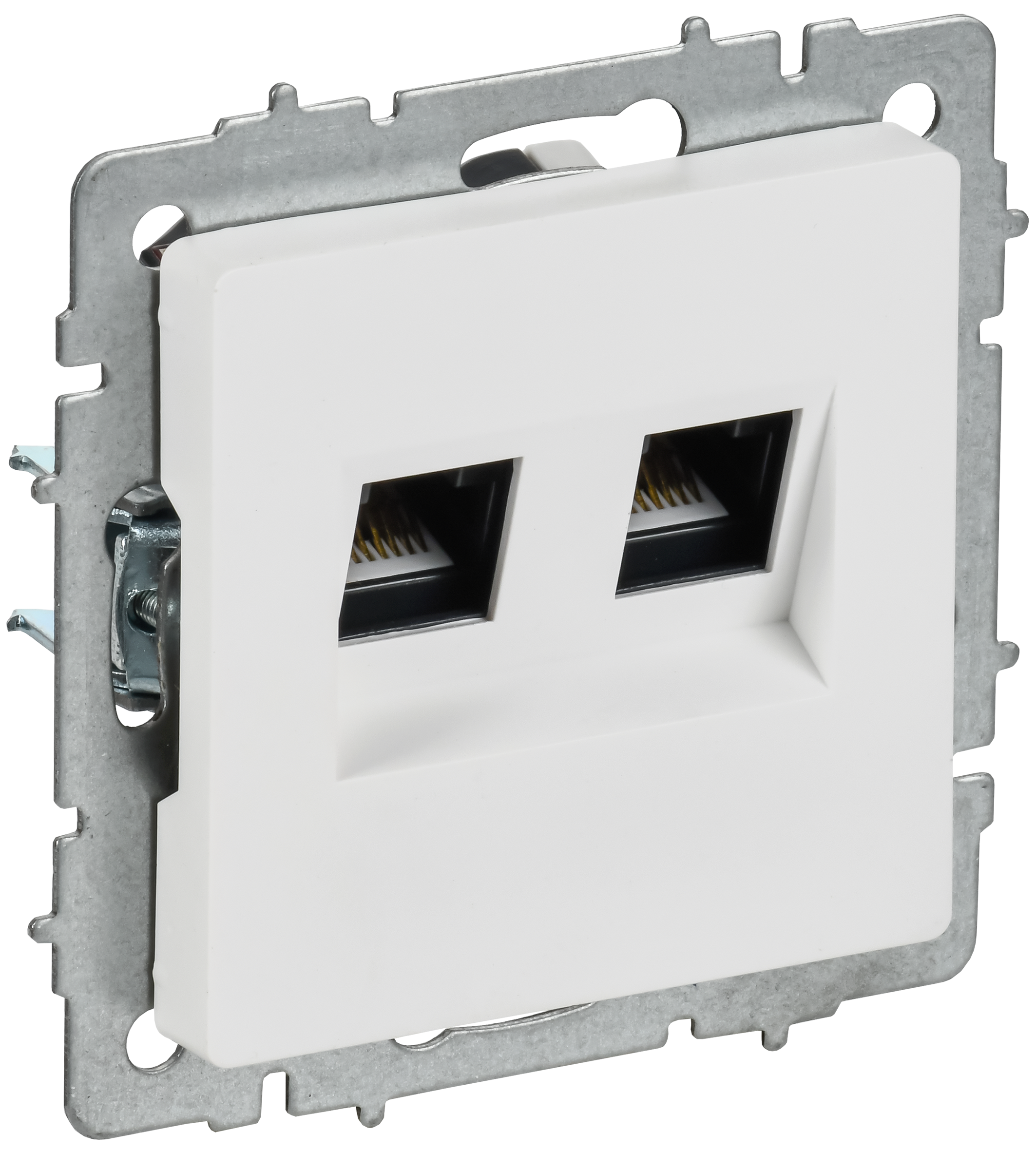 BRITE Розетка компьютерная двойная кат.5E RJ45 РК10-2-БрАБ арктический белый IEK