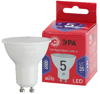 Лампа светодиодная LED MR16-5W-865-GU10 R (диод, софит, 5Вт, хол, GU10) (10/100/2800)